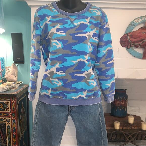 KINGS OF COLE TURQUOISE CAMOUFLAGE CAMO SWEATSHIRT - Picture 1 of 10
